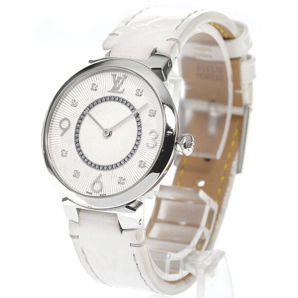 LOUIS VUITTON Tambour Slim MM Q13MJ 8P diamond Quartz Ladies Watch_755793 - Picture 3 of 7